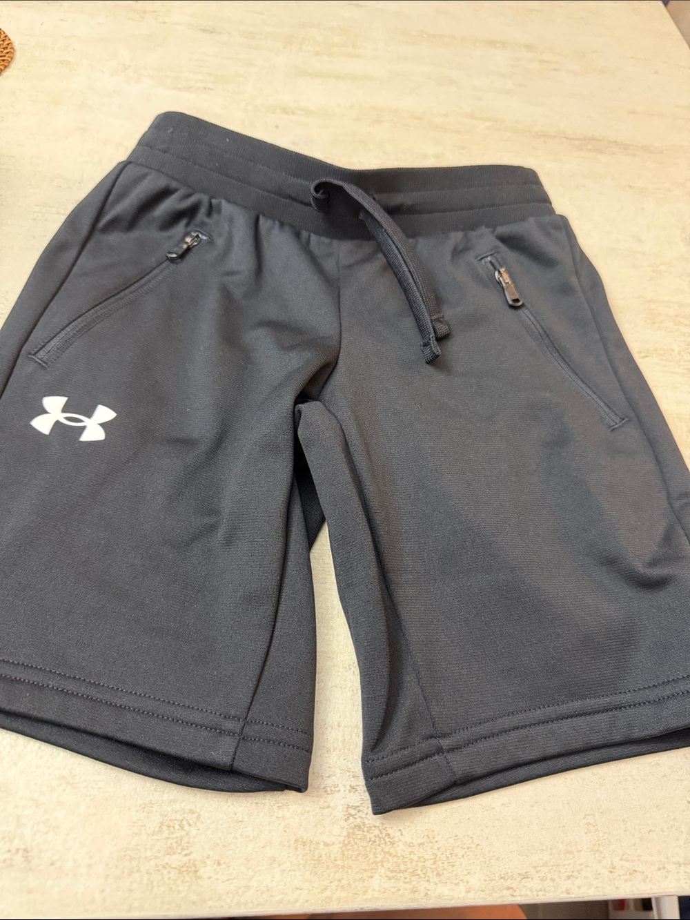 Under Armour Black Youth Athletic Shorts with White Logo